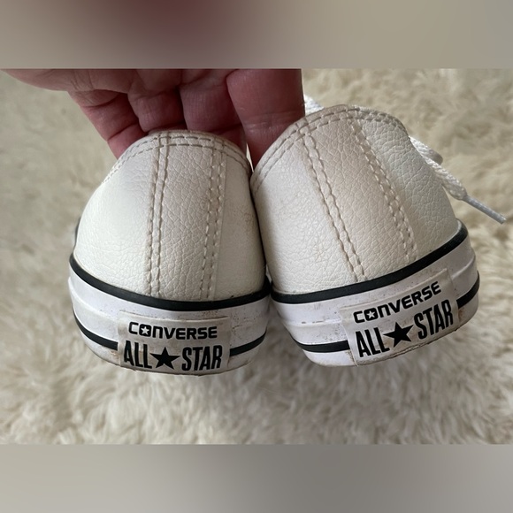 Converse All Star White Faux Leather Low Top Sneakers Size 3 Junior - Picture 6 of 11